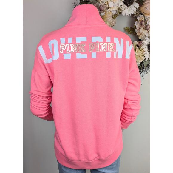 Victoria's Secret PINK Mock Turtleneck Large Graphic Comfy Sweatshirt Size Small - Picture 6 of 11